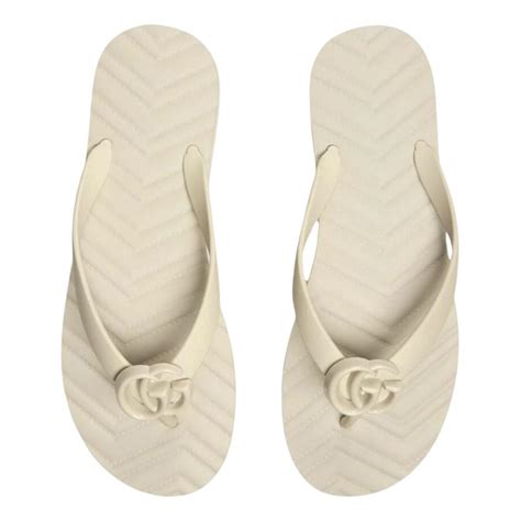 all white gucci flip flops|Gucci marmont flip flops.